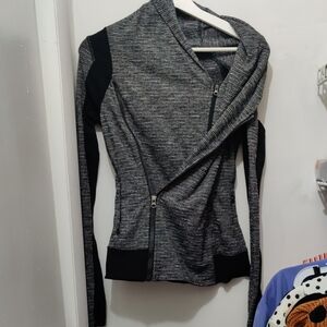 COPY - Lululemon Athletica Gray and Black Turtleneck Sweater with Asymmetrical …